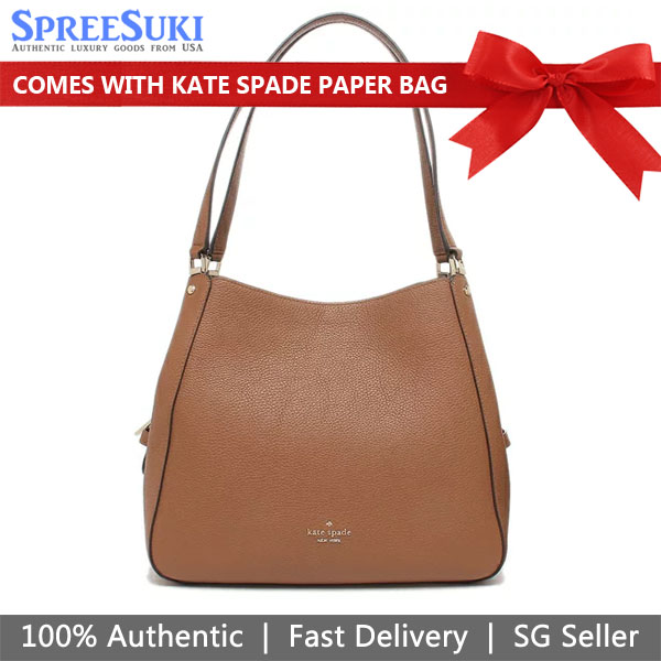 Kate Spade Shoulder Bag Tote Leila Medium Triple Compartment Shoulder Warm Gingerbread Brown # WKR00344