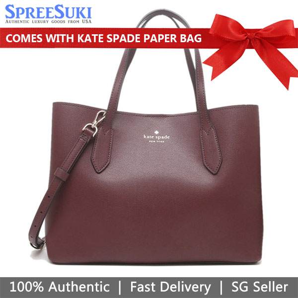 Kate Spade Crossbody Bag Harper Reifned Grain Leather Satchel Cherry Dark Red # WKR00064
