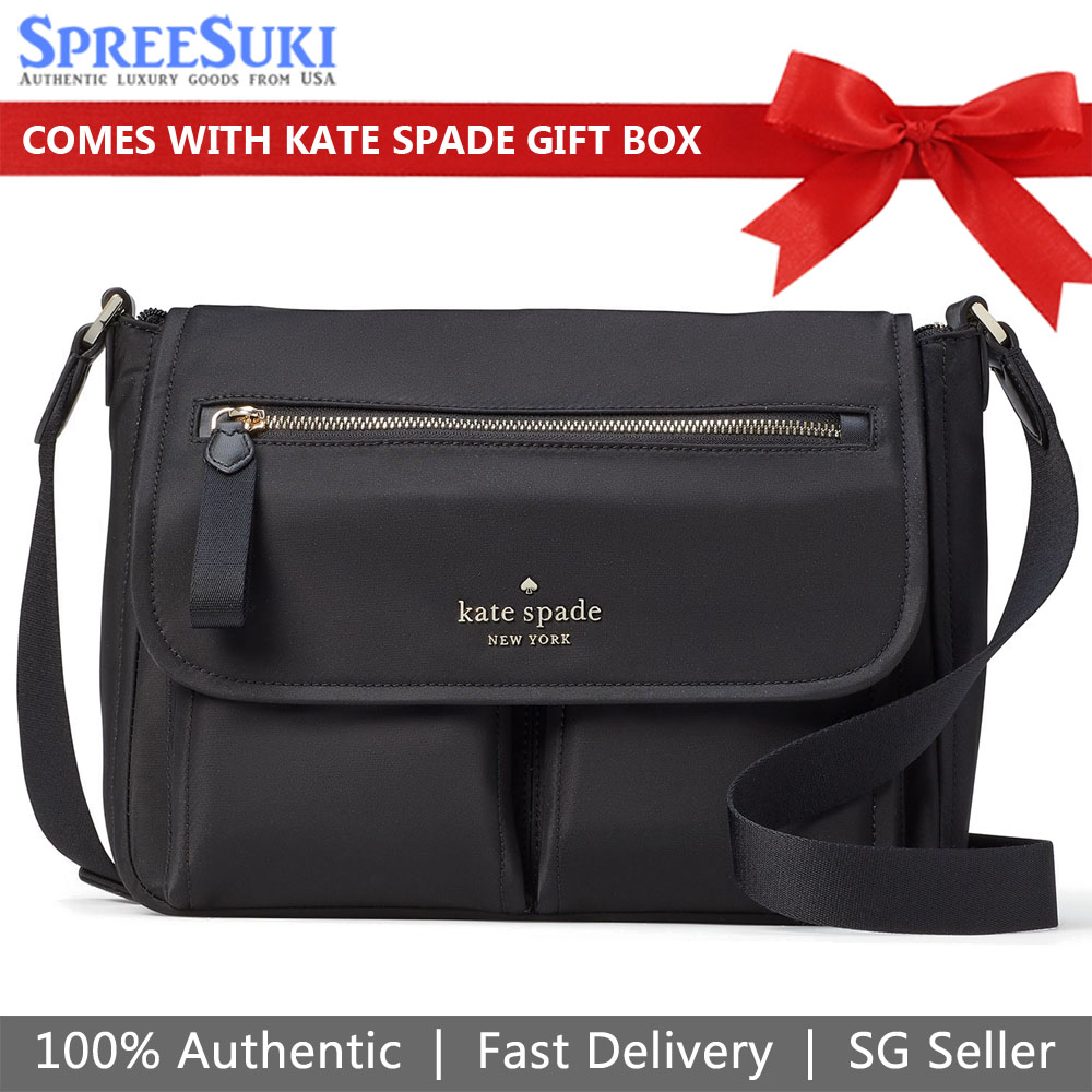 Kate Spade Crossbody Bag Chelsea The Little Better Sam Nylon Messenger Bag Black # K8120