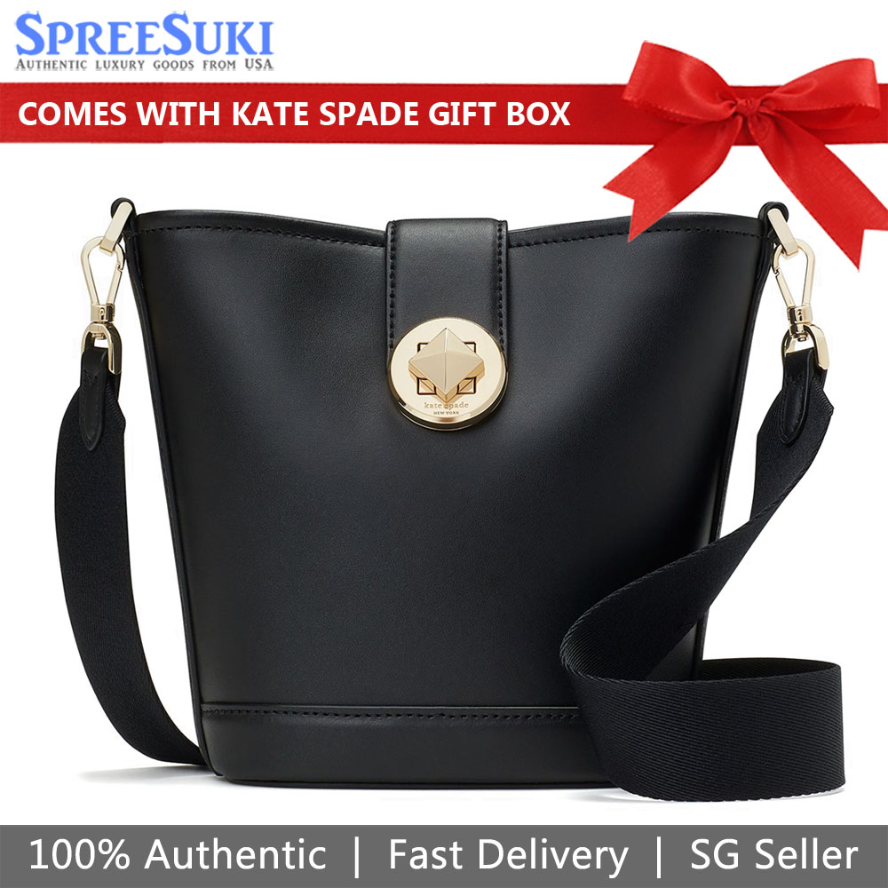 Kate Spade Crossbody Bag Audrey Smooth Leather Mini Bucket Bag Black # K8103