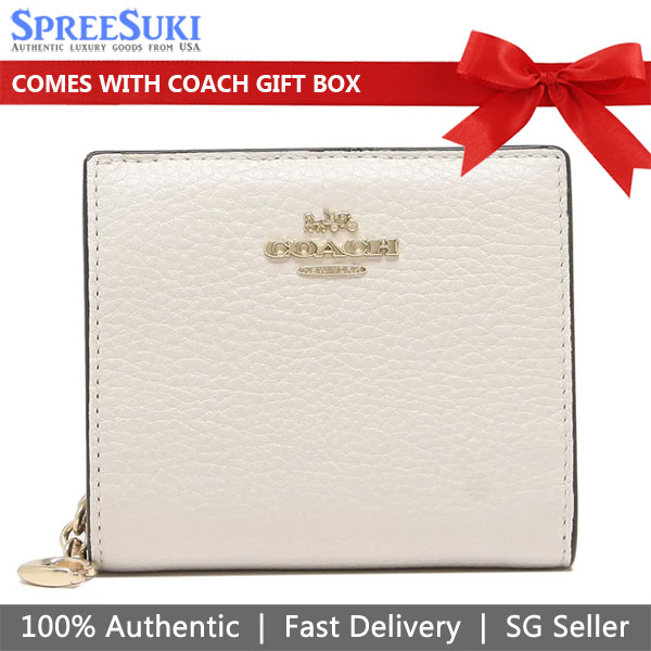 Coach Pebbled Leather Snap Wallet Chalk # C2862