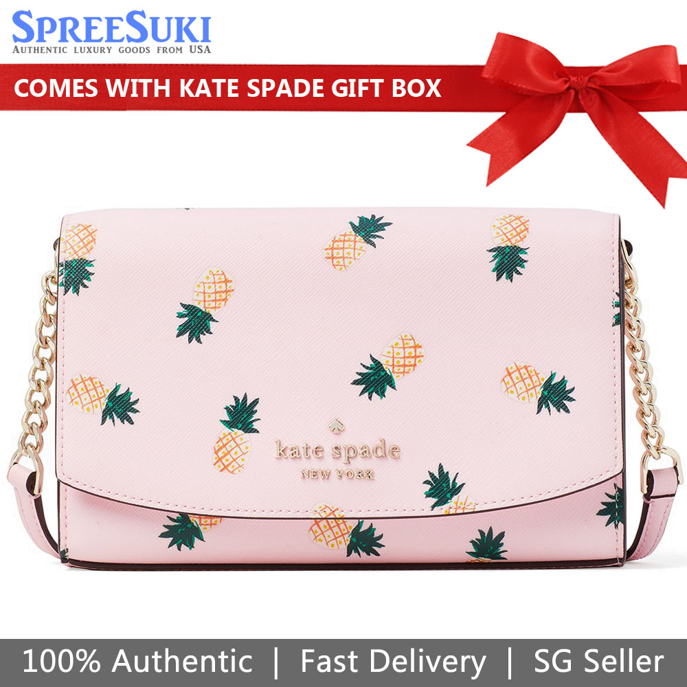Kate Spade Crossbody Bag Staci Pineapple Printed Small Crossbody Pink # K7219