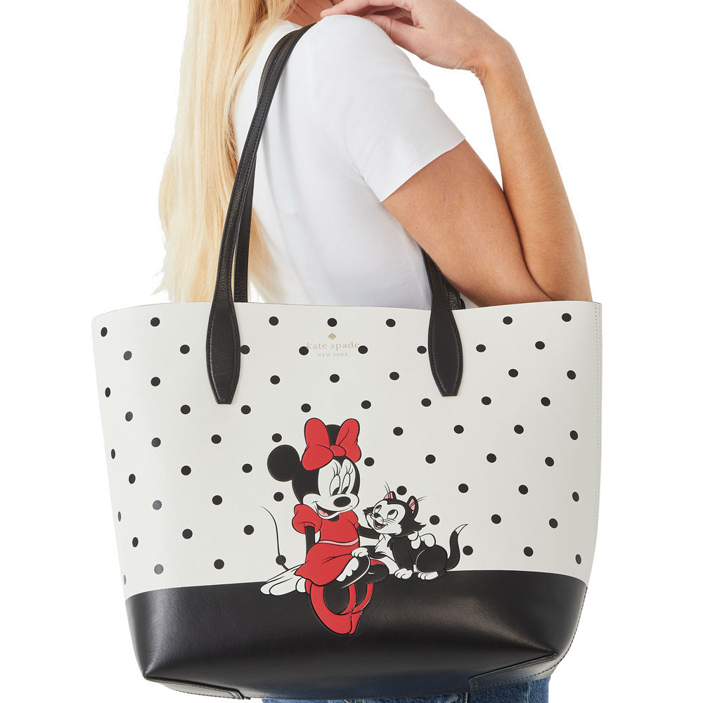 Kate Spade Tote Shoulder Bag Minnie Reversible Tote Disney X Kate Spade Black Off White # K4643