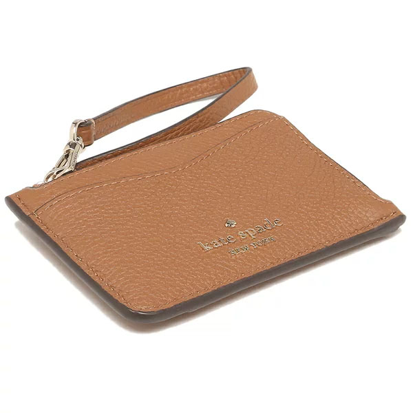 Kate Spade Leila Pebbled Leather Small Card Holder Warm Gingerbread Brown # WLR00398