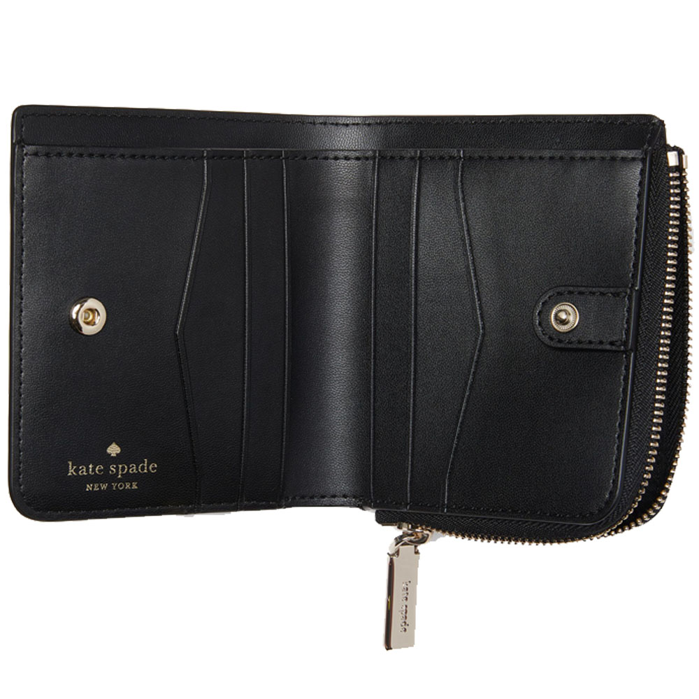 Kate Spade Small Wallet Staci Small L-Zip Bifold Wallet Black # WLR00143D1