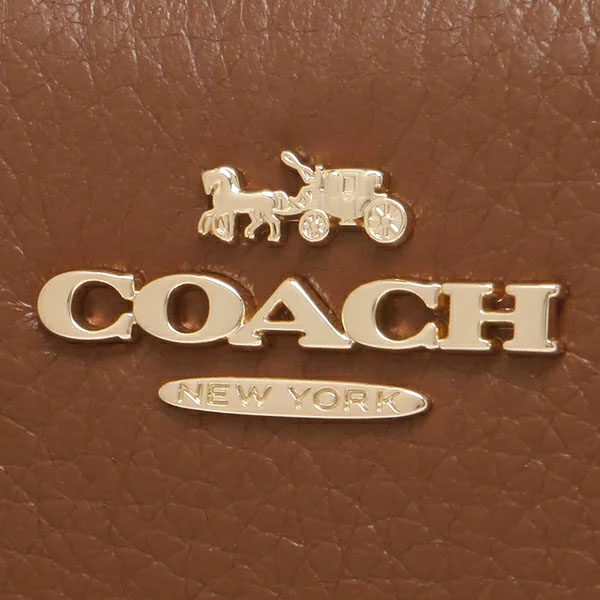 Coach Small Wallet Pebbled Leather Snap Wallet Redwood Brown # C2862D1