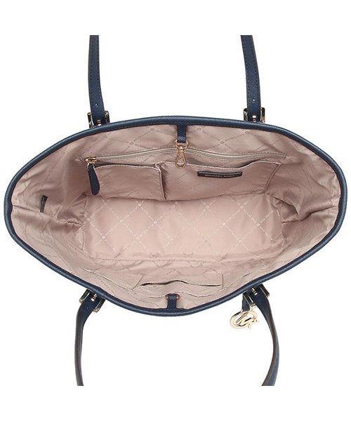 Michael Kors Tote With Gift Bag Jet Set Travel Medium Leather Carryall Tote Shoulder Bag Navy Dark Blue # 35H7GTVT2L