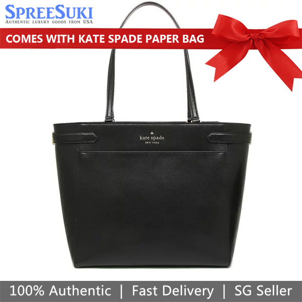 Kate Spade Tote Shoulder Bag Staci Saffiano Laptop Tote Black # WKRU7099