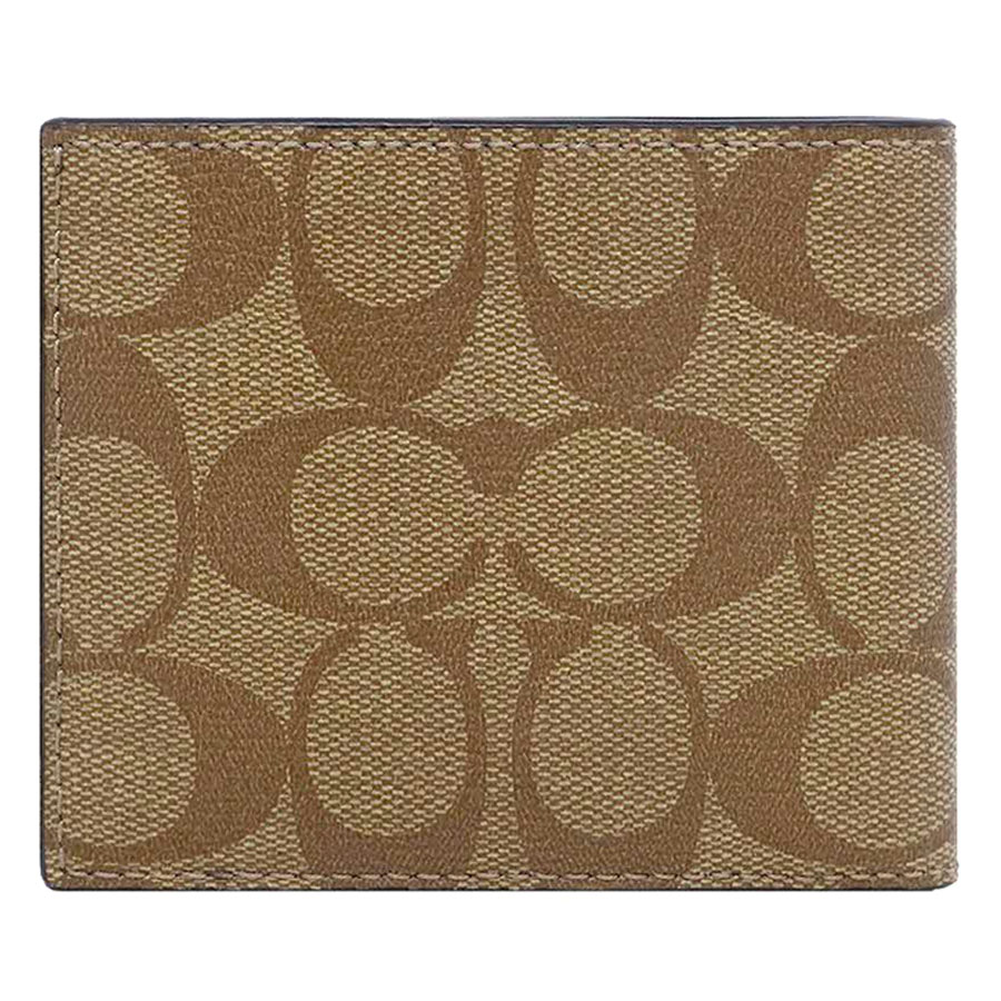 Coach Men Id Billfold Wallet In Signature Canvas Tan # F66551D1