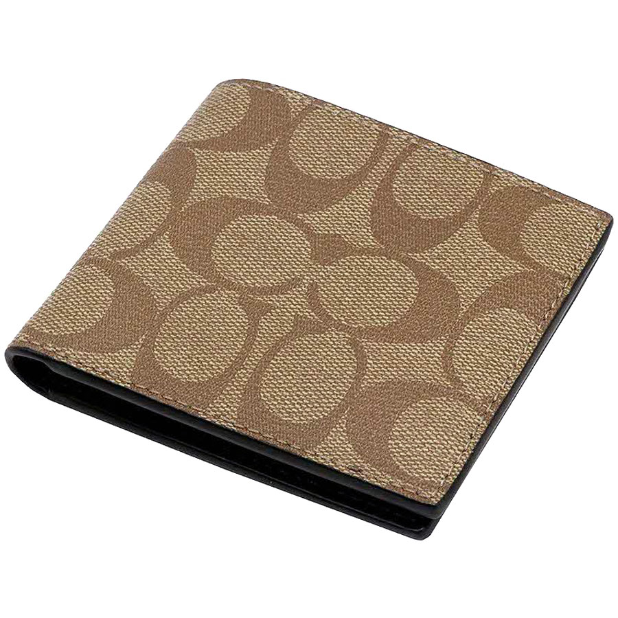 Coach Men Id Billfold Wallet In Signature Canvas Tan # F66551D1