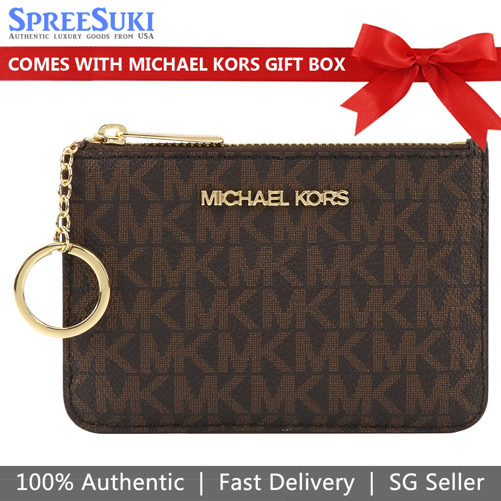 Michael Kors Small Top Zip Coin Pouch With Id Brown # 35H9GTVP1BD1