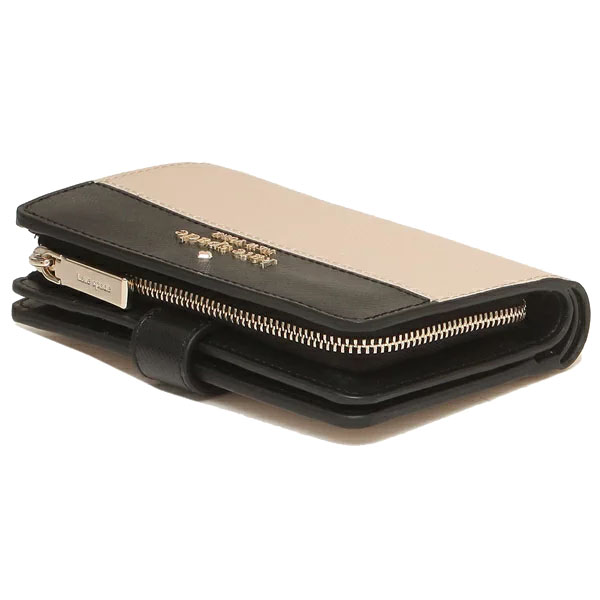 Kate Spade Medium Wallet Staci Colorblock Medium Compact Bifold Wallet Warm Beige # WLR00124D1