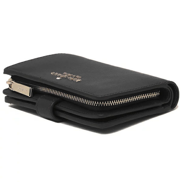 Kate Spade Medium Wallet Staci Medium Compact Bifold Wallet Black / Gold # WLR00128
