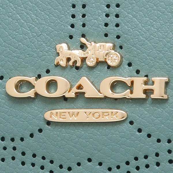 Coach Small Wristlet Signature Corner Zip Perforated Leather Marine Blue # 2961