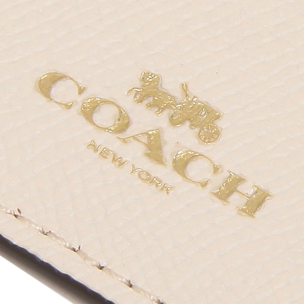 Coach Crossgrain Leather Badge Id Holder Lanyard Chalk Off White # F57311