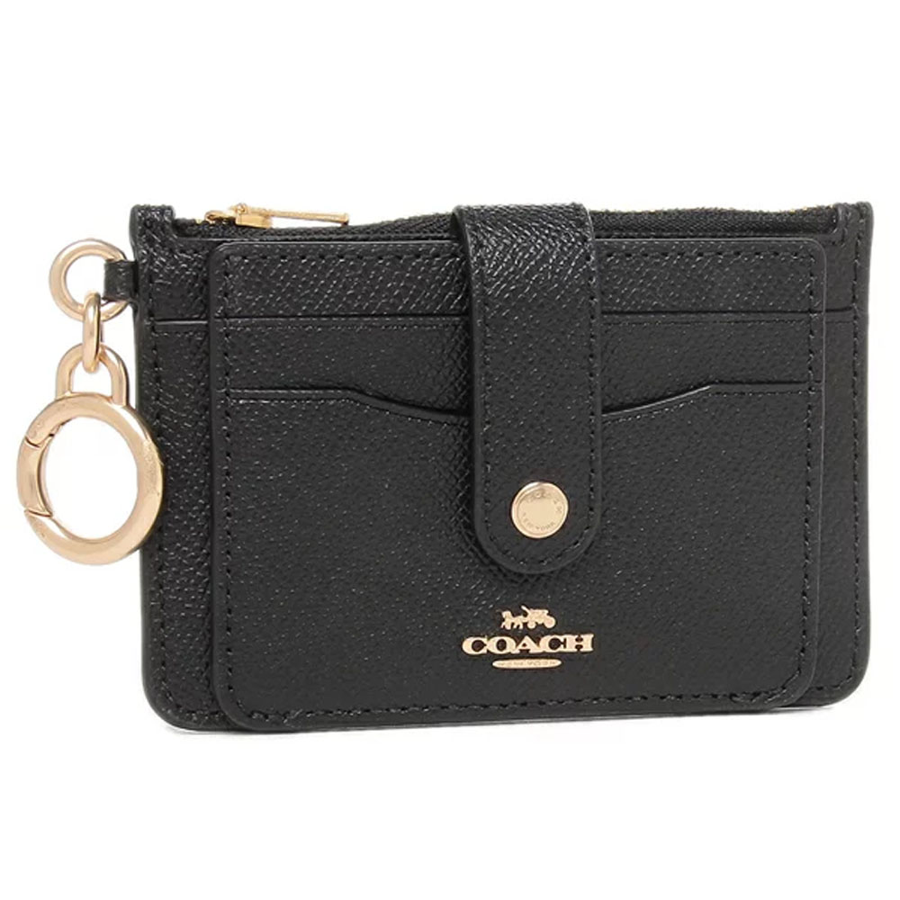 Coach Crossgrain Leather Attachment Card Case Black # C6881