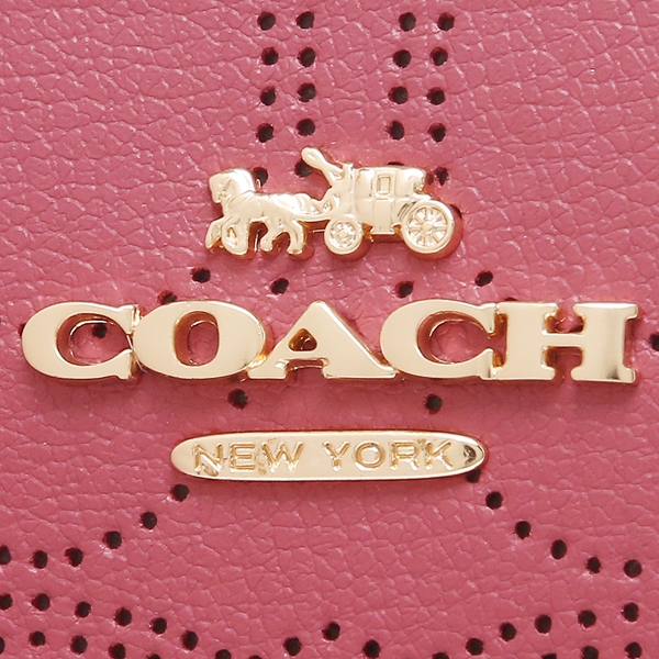 Coach Small Wristlet Signature Corner Zip Perforated Leather Rouge Pink # 2961