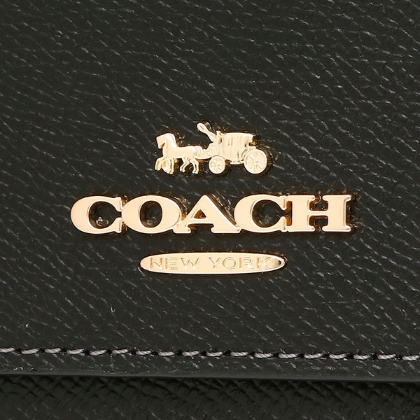 Coach Small Wallet Crossgrain Leather Small Trifold Wallet Black # CF427