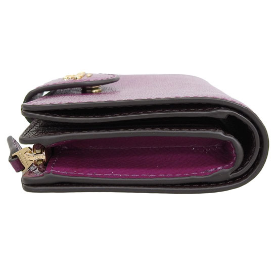 Coach Medium Corner Zip Wallet In Patent Crossgrain Leather Dark Magenta Purple # CF233