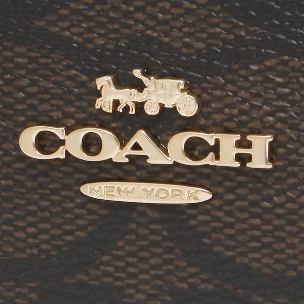 Coach Zip Card Case In Signature Canvas Brown Black # C0058