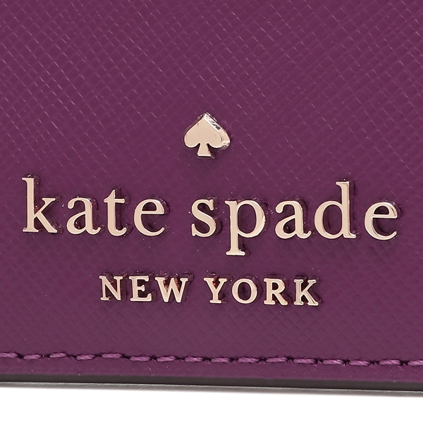 Kate Spade Staci Saffiano Leather Small Slim Card Holder Plum Purple # WLR00129