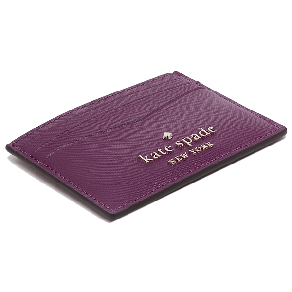 Kate Spade Staci Saffiano Leather Small Slim Card Holder Plum Purple # WLR00129