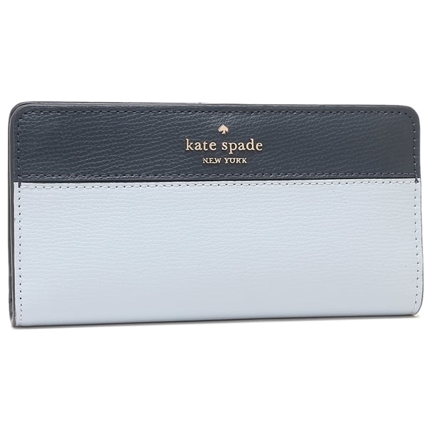 Kate Spade Long Wallet Darcy Refined Grain Leather Large Slim Bifold Wallet Pale Hydra Blue # K8221