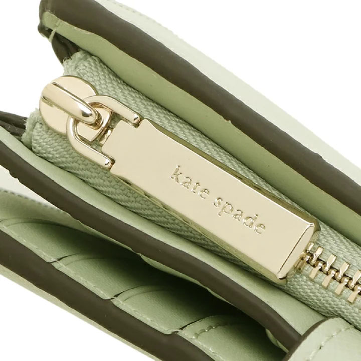 Kate Spade Medium Wallet Staci Saffiano Leather Medium Compact Bifold Wallet Sage Light Green # WLR00128
