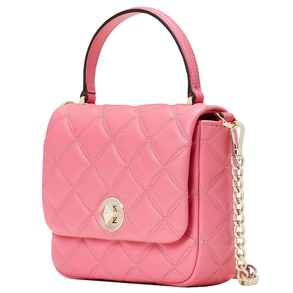Kate Spade Crossbody Bag Natalia Quilted Smooth Leather Square Crossbody Pink Bright Blu # K8162