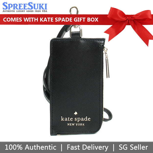 Kate Spade Staci Card Case Lanyard Black # WLR00139