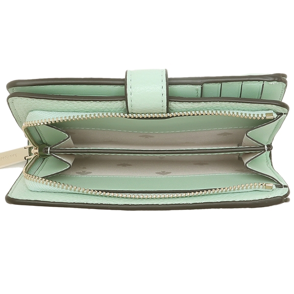 Kate Spade Leila Pebble Leather Medium Compact Bifold Seawater Light Green # WLR00394