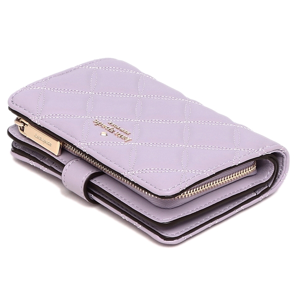 Kate Spade Medium Wallet Natalia Quilted Smooth Leather Medium Compact Bifold Lilac Light Purple # WLRU6344