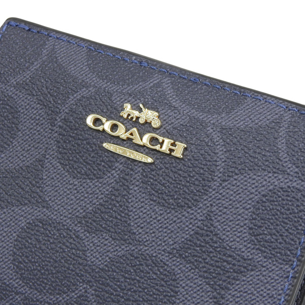Coach Small Wallet Snap Wallet In Signature Canvas Denim Blue # C3309
