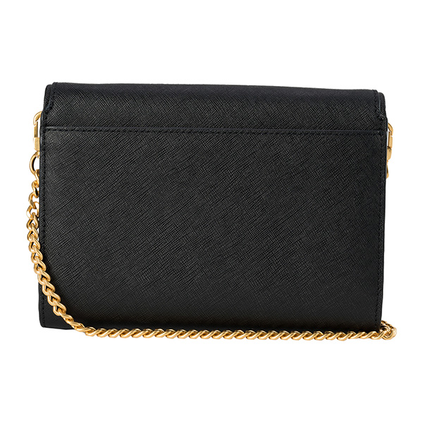 Tory Burch Crossbody Bag Woc Wallet On Chain Emerson Saffiano Leather Chain Wallet Black # 136093