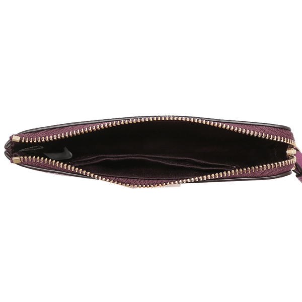 Coach Small Wristlet Crossgrain Leather Wristlet Corner Zip Dark Magenta Purple # 58032