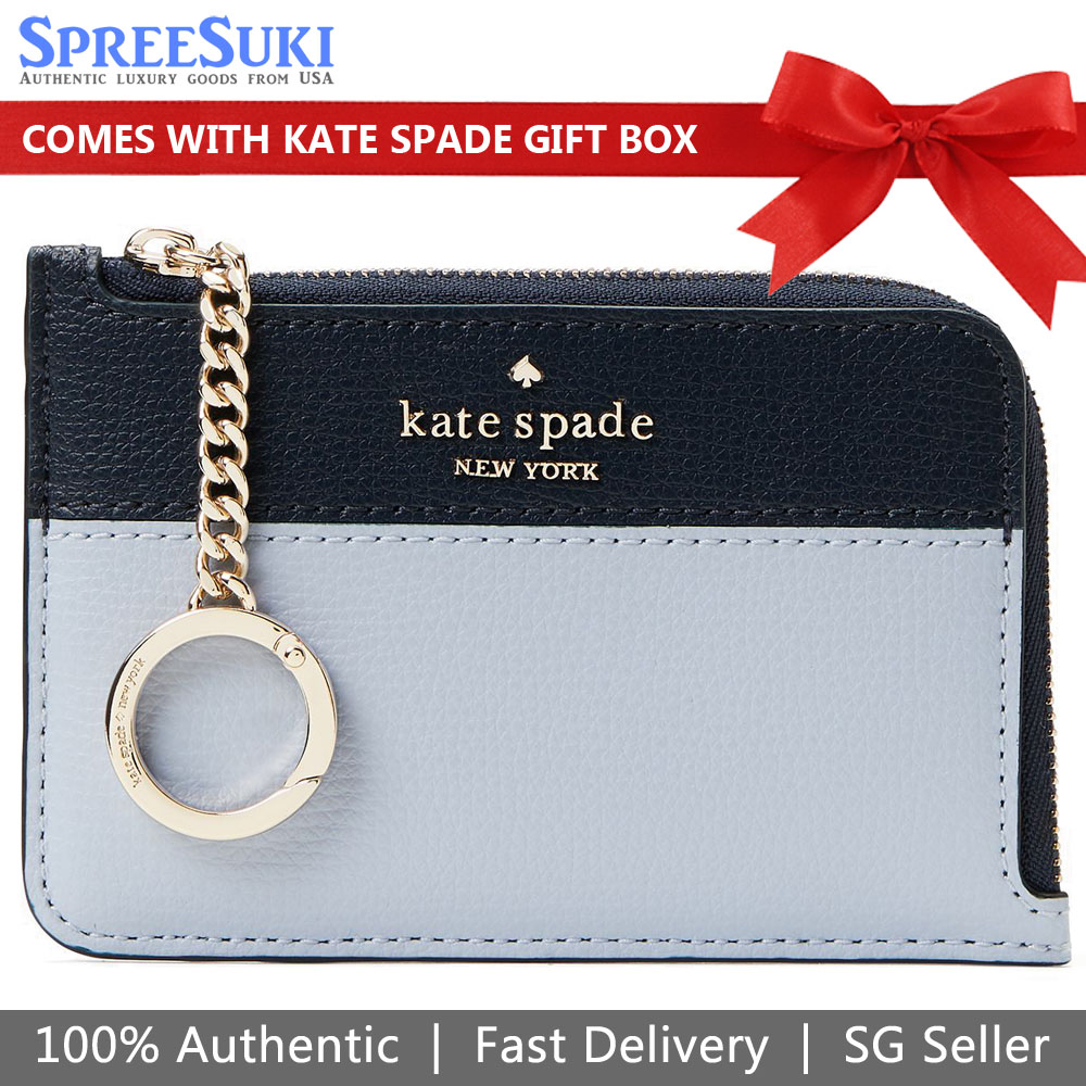 Kate Spade Darcy Medium L-Zip Card Holder Pale Hydra Blue # K9132