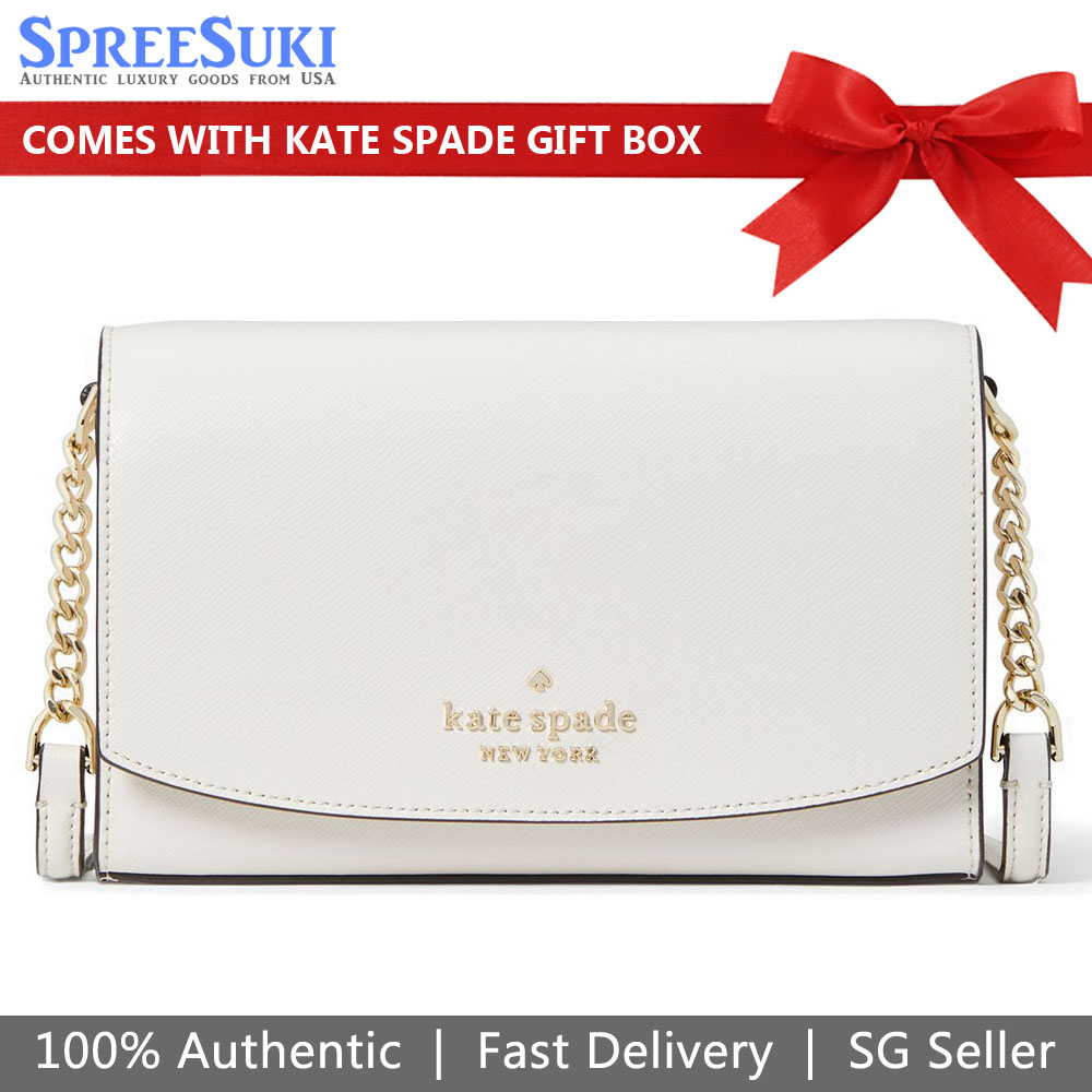 Kate Spade Crossbody Bag Staci Small Flap Crossbody Parchment Off White # WLR00632