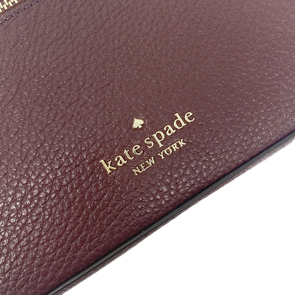 Kate Spade Leila Pebble Leather Convertible Wristlet Cherrywood Dark Red # K6088