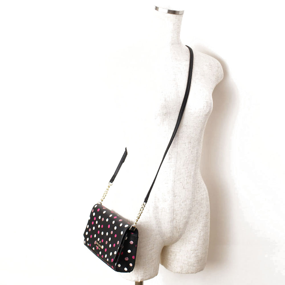 Kate Spade Crossbody Bag Staci Glimmer Dot Printed Mini Flap Crossbody Black # K9362