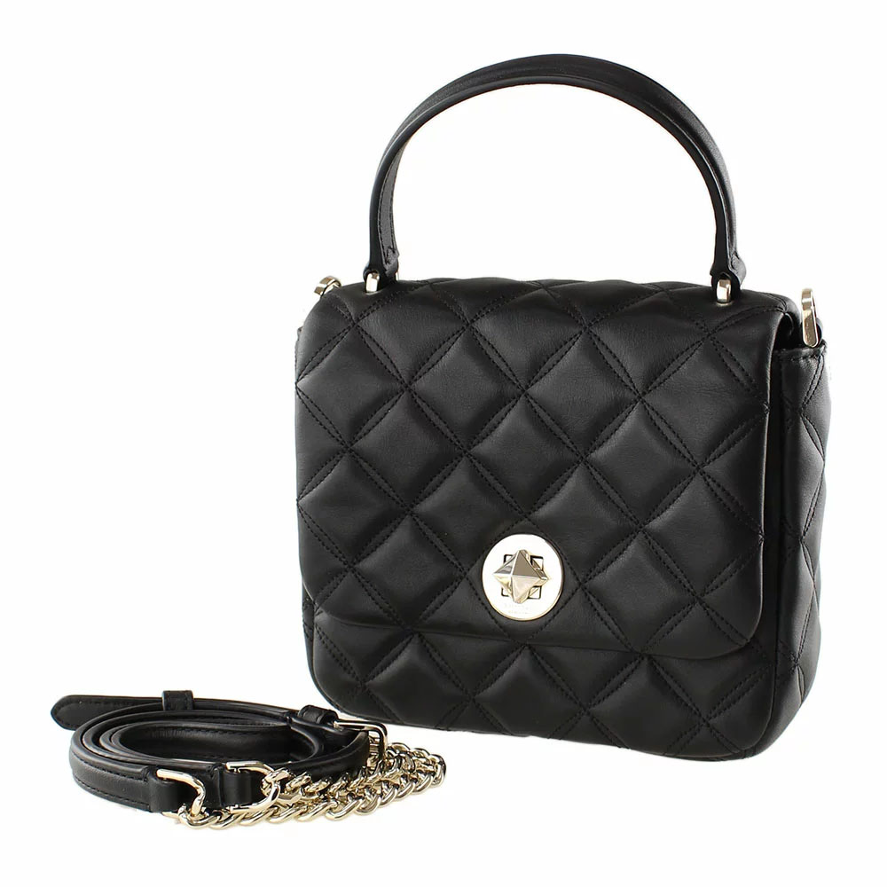 Kate Spade Crossbody Bag Natalia Quilted Smooth Leather Square Crossbody Black # K8162
