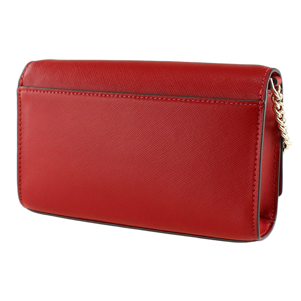 Kate Spade Crossbody Bag Staci Saffiano Leather Small Flap Crossbody Red Currant # WLR00632
