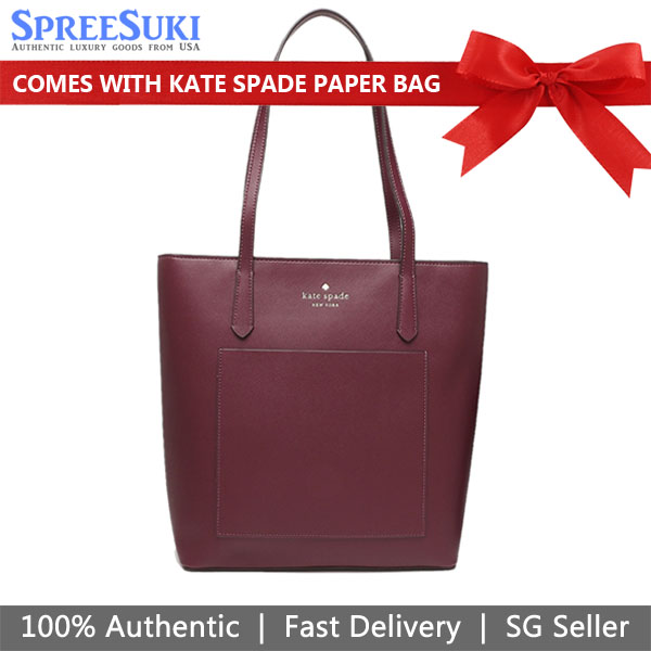 Kate Spade Tote Shoulder Bag Daily Saffiano Pvc Tote Deep Berry Dark Red # K8662