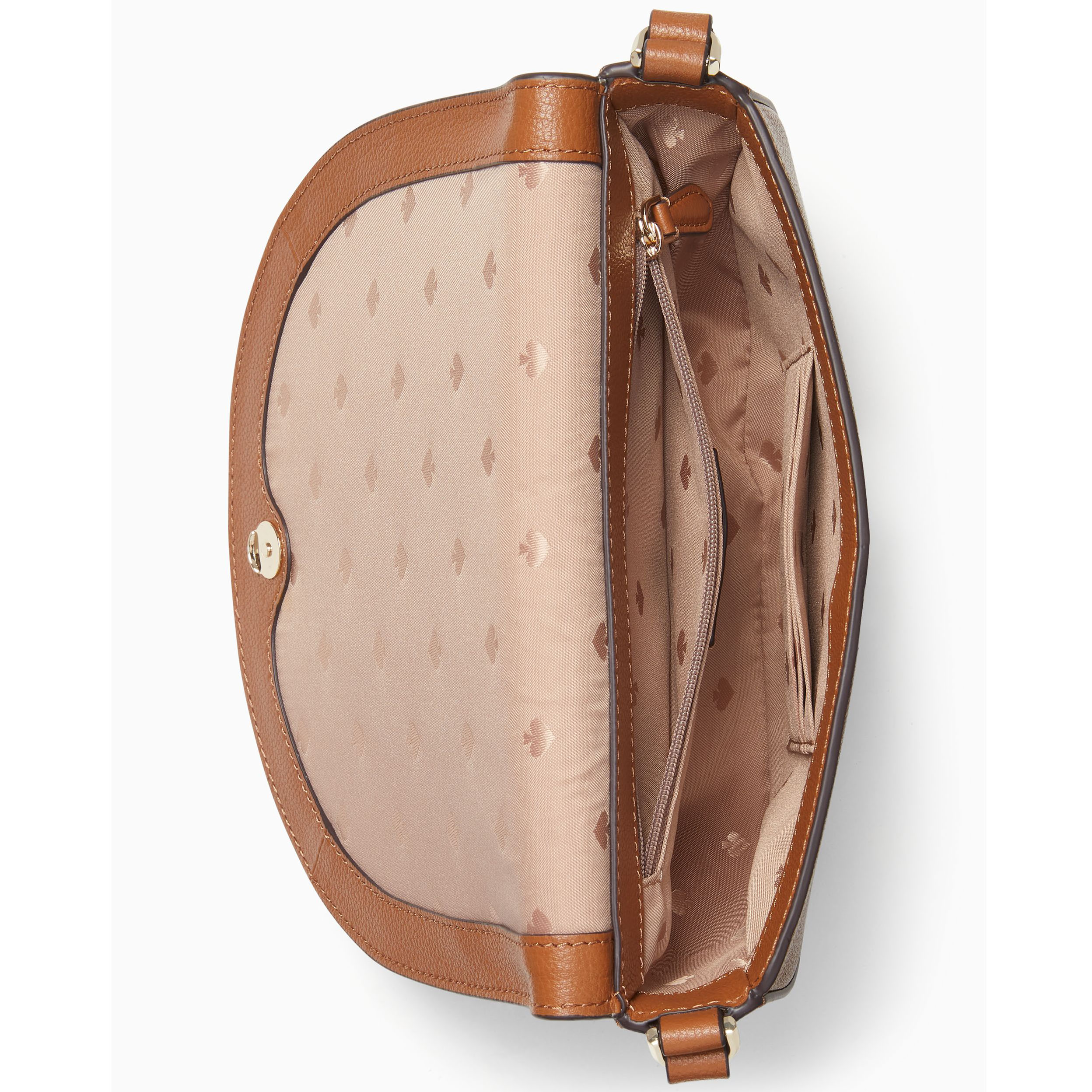 Kate Spade Crossbody Bag Luna Pebbled Leather Flap Crossbody Warm Gingerbread Brown # K8146