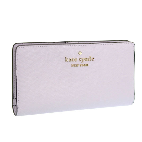 Kate Spade Long Wallet Staci Saffiano Leather Large Slim Bifold Wallet Lilac Light Purple # WLR00145
