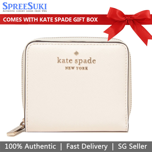 Kate Spade Staci Saffiano Leather Small Parchment Off White # WLR00634