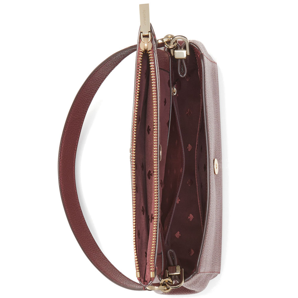 Kate Spade Crossbody Bag Leila Medium Flap Shoulder Bag Cherrywood Dark Red # K6029