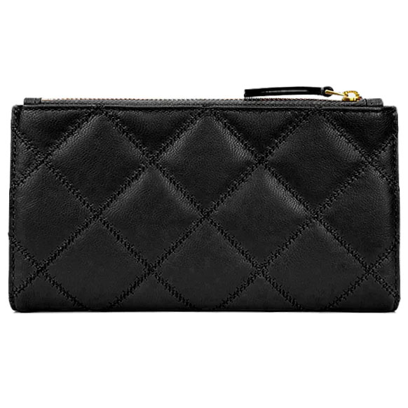Tory Burch Willa Quilted Leather Slim Envelope Wallet Black # 89490