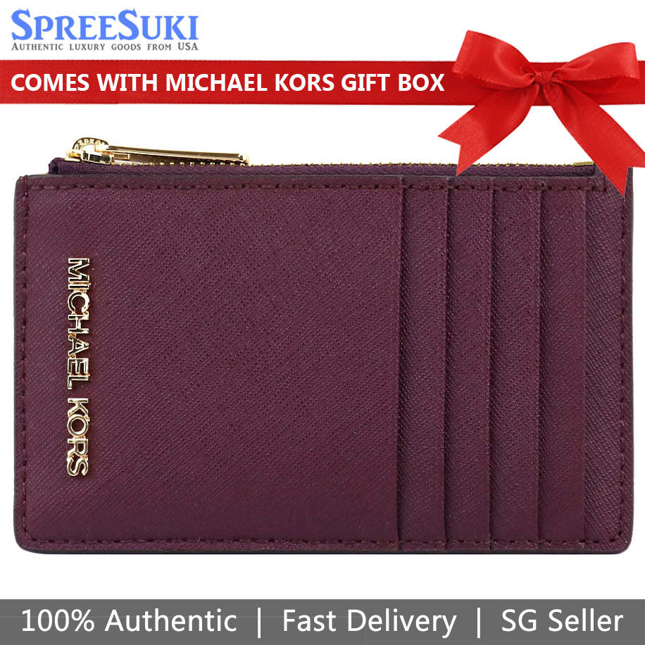 Michael Kors Jet Set Travel Card Case Bordeaux Purple # 35F2GTVD2L