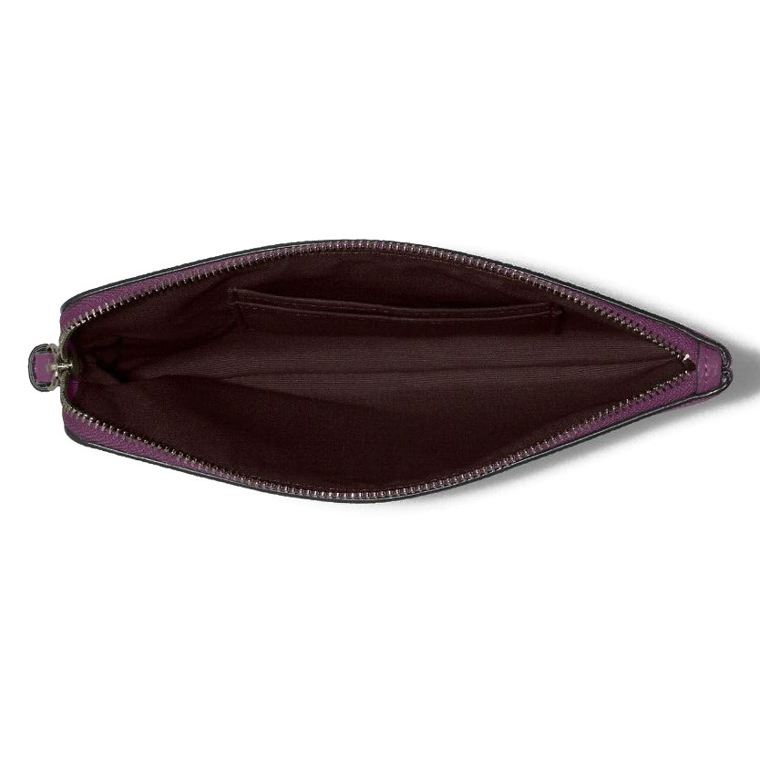 Coach Large Wristlet Large Crossgrain Leather Corner Zip Wristlet Boysenberry Purple # 3888