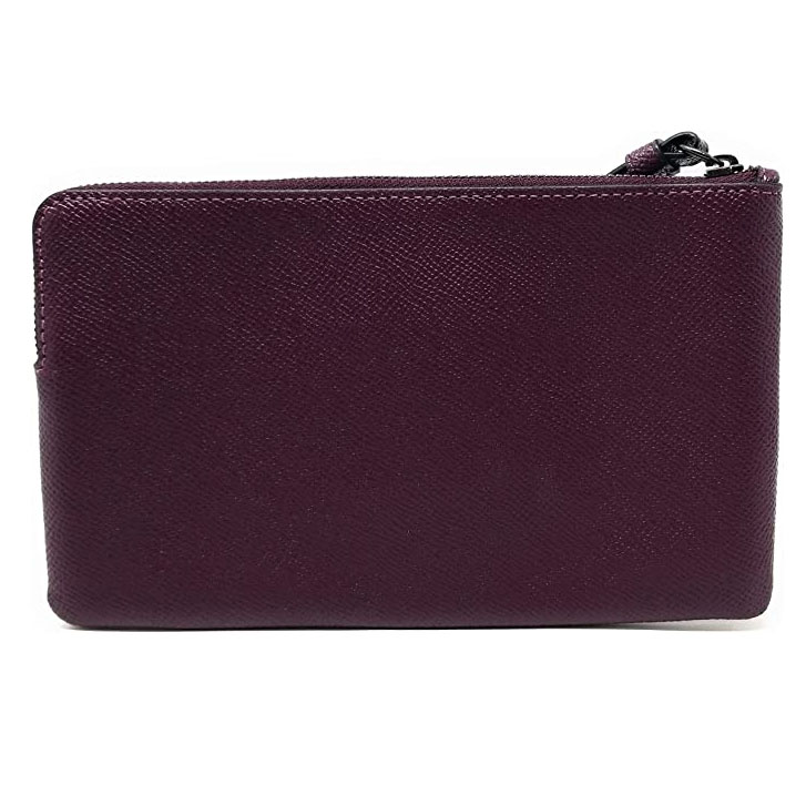 Coach Large Wristlet Large Crossgrain Leather Corner Zip Wristlet Boysenberry Purple # 3888